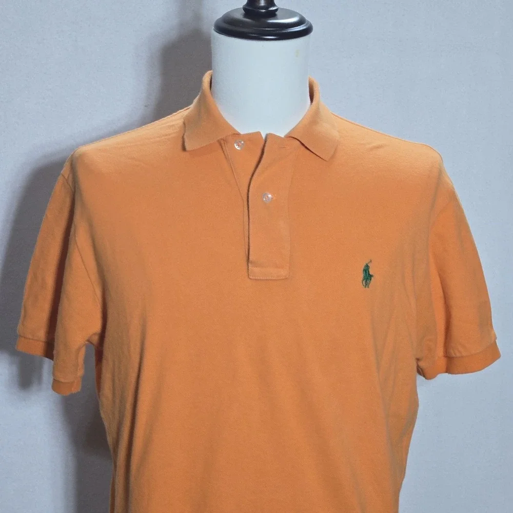 Polo Ralph Lauren Polo Shirt Mens Medium Orange Pony Logo Cotton
